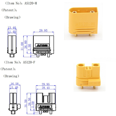 Brass AS120 RC Battery Connectors Plug Multiscene Gold Plated