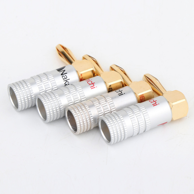 Right Angle 4mm Nakamichi Banana Plugs Aluminum Shell 24K Gold Plated