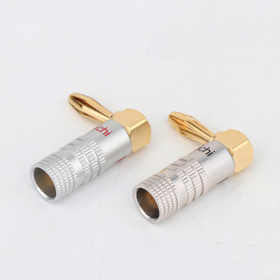 Right Angle 4mm Nakamichi Banana Plugs Aluminum Shell 24K Gold Plated
