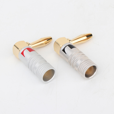 Right Angle 4mm Nakamichi Banana Plugs Aluminum Shell 24K Gold Plated