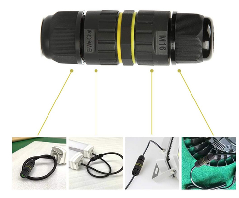 EW-M16 IP68 Waterproof Cable Connector Male Push Pull / Screw Fixed For Automotive