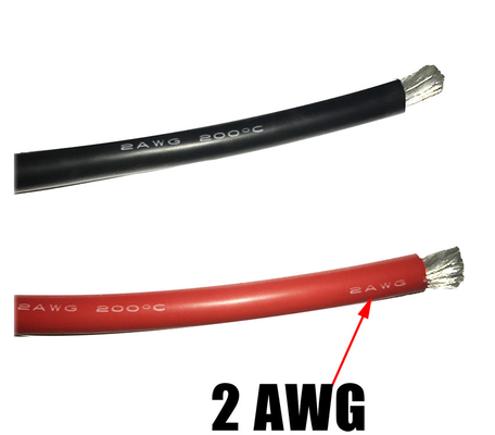 Red / Black Silicone Coated Wire Insulated Stranded 2 AWG Tinned Copper Wire