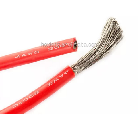 4 AWG Silicone Rubber Cable 600V 5000 Shares / 0.08mm Red Black Tinned Copper Wire