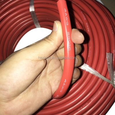 4 AWG Silicone Rubber Cable 600V 5000 Shares / 0.08mm Red Black Tinned Copper Wire