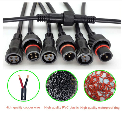 2Pin Waterproof LED Connector IP65 20cm 16AWG Wire Male / Female