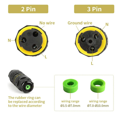 EW-M16 IP68 Waterproof Cable Connector Male Push Pull / Screw Fixed For Automotive
